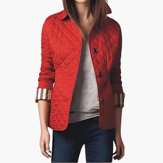 Women’s fleece-lined winter jacket with quilted texture and collar