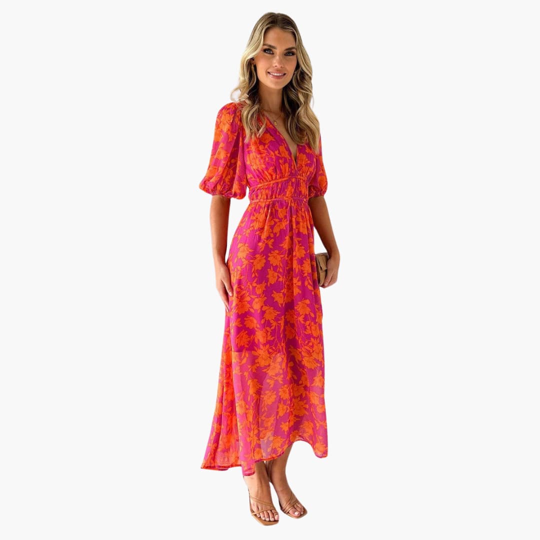 V-Neck Maxi Dress - Elegant Women’s Summer Casual Style