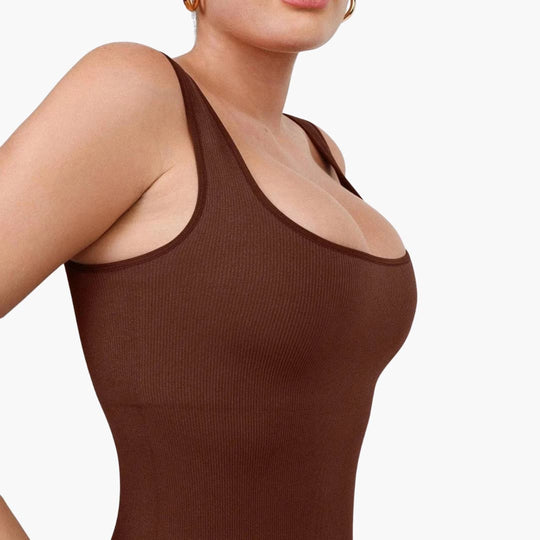 Women's full-length sleeveless jumpsuit with compression support