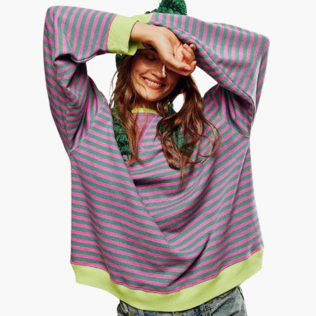 Loose Striped Knit Sweater for Women - Soft & Cozy Fit