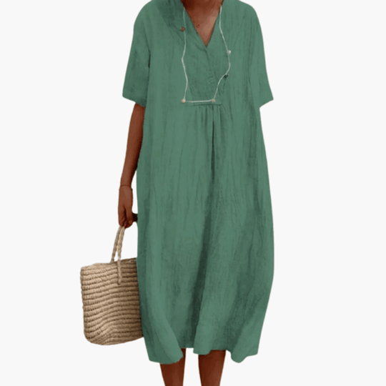 Flowy Short Sleeve Midi Dress - Lightweight for Women