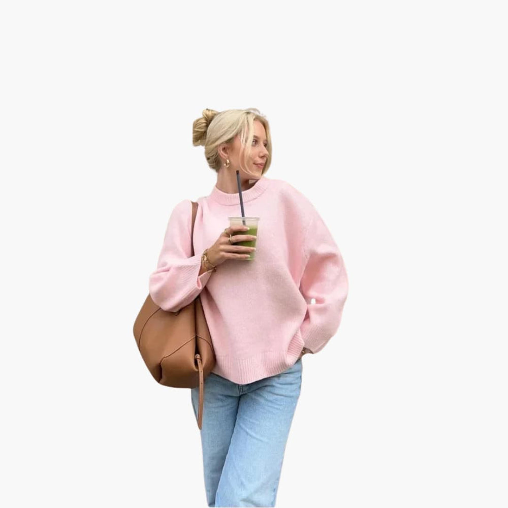 Women's knit jumper with crew neck and long sleeves