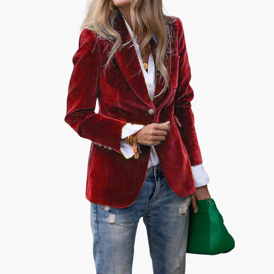 Velvet Blazer - Tailored Fit Women's Single Button Jacket