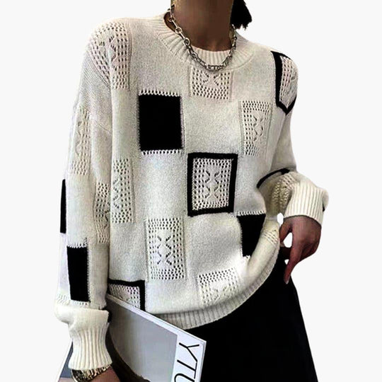 Patchwork Knit Sweater – Women's Colour Block Jumper