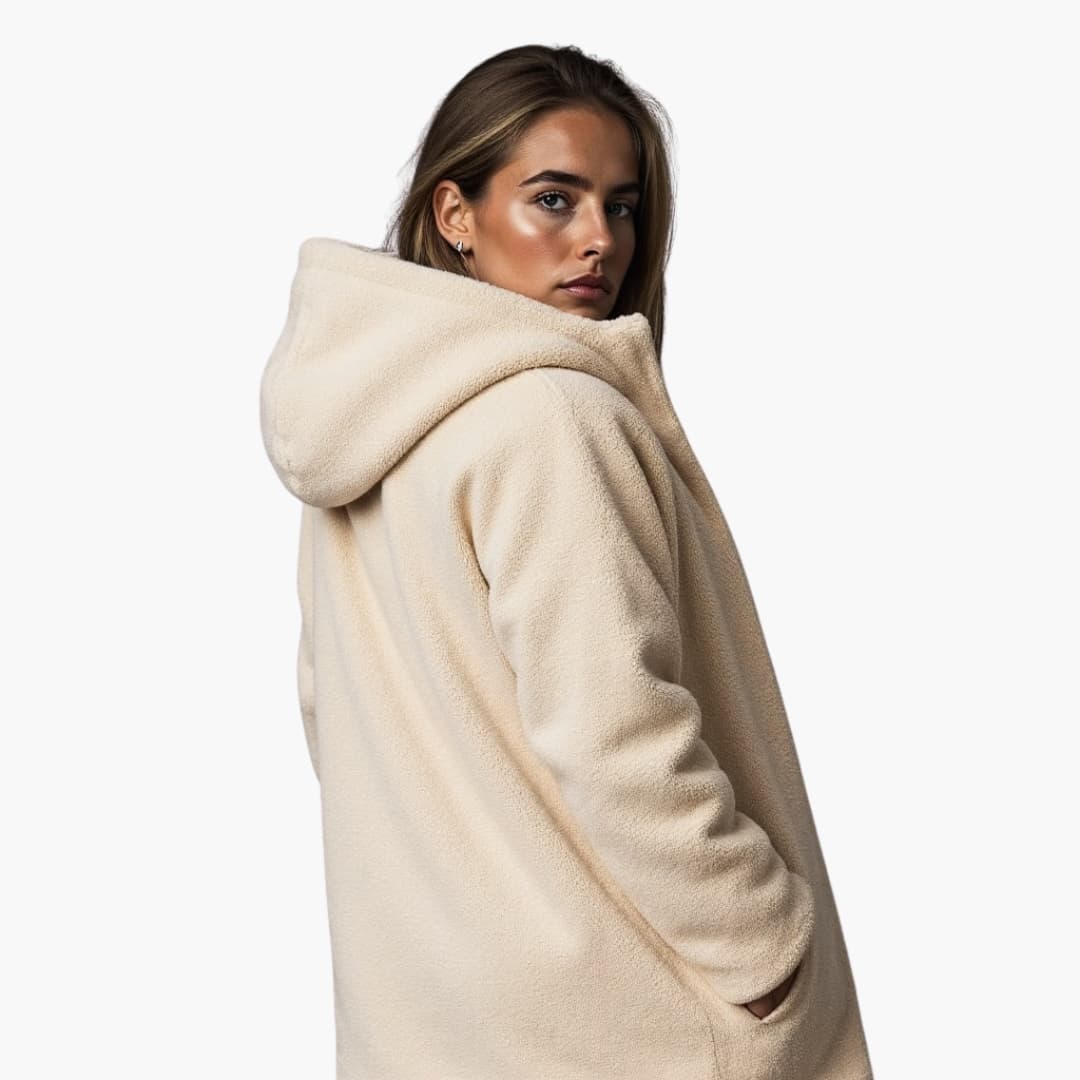 Women’s fleece-lined hooded winter jacket with zip closure