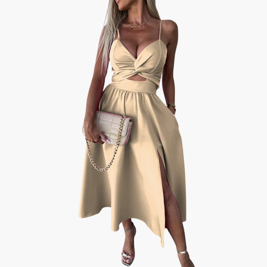 Elegant Strappy Midi Dress - Women's Summer Occasionwear