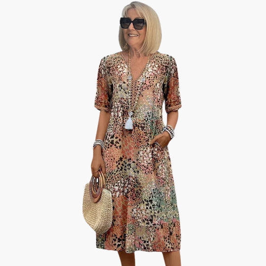 Elegant Vibrant Midi Dress - Flattering Fit for Women