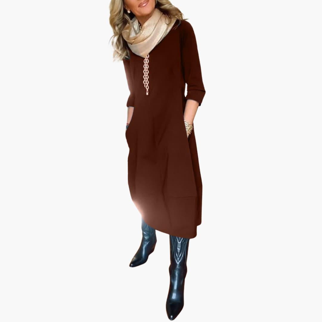 Comfortable Round Neck Dress - Flattering Fit for Women