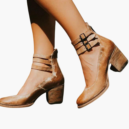 Chic Buckled Ankle Boots - Block Heel for Women’s Style