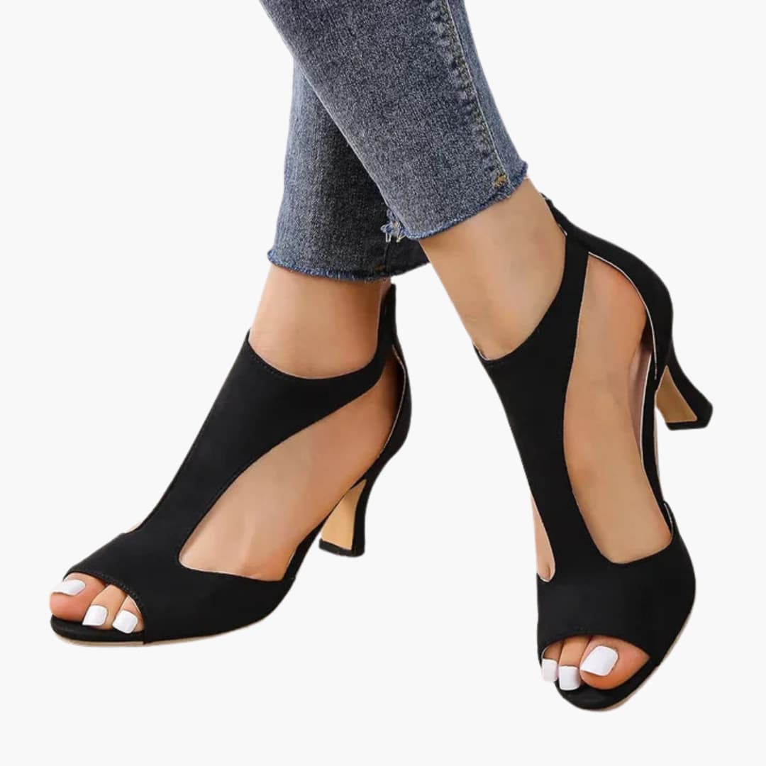 Women’s summer orthopedic heels with peep toe and back zip