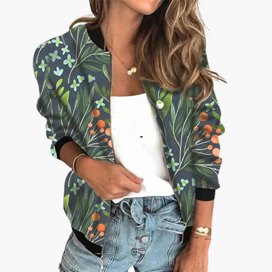 Floral Zip-Up Jacket for Women - Lightweight & Stylish