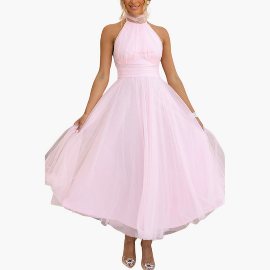 Elegant Tulle Dress for Women - Stunning Halter Neck Style
