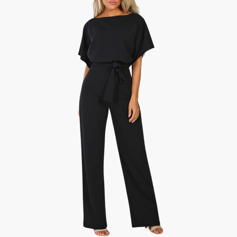 Elegant Wide-Leg Jumpsuit – Women's Belted Formal Wear
