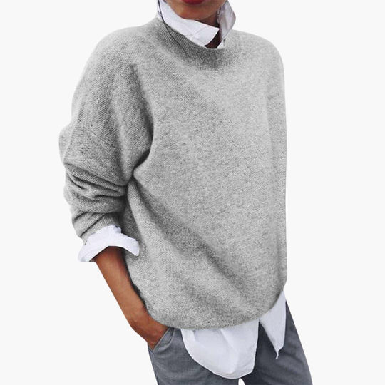 Cozy Wool Knit Pullover Sweater for Women - Casual Oversized Top