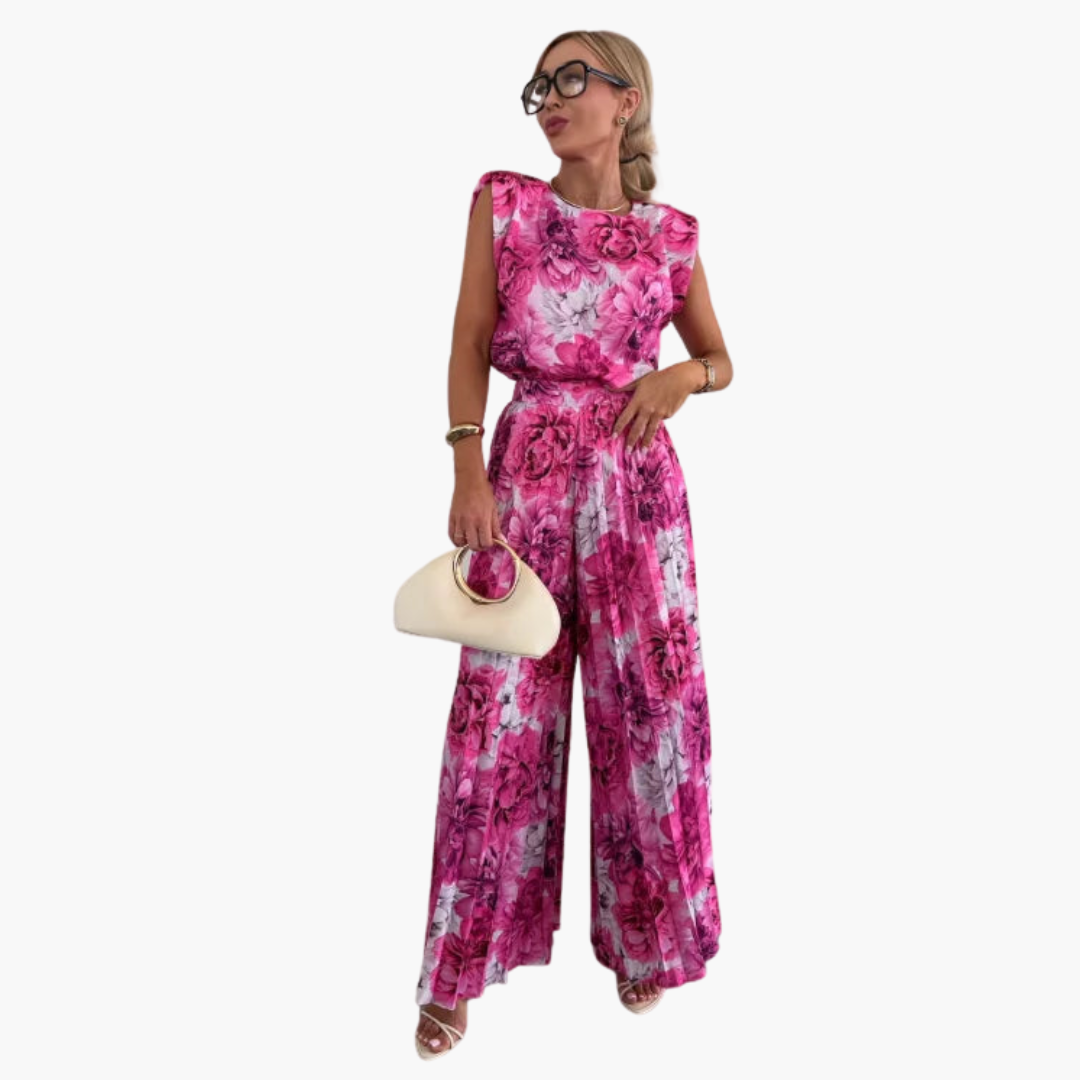 Elegant Two-Piece - Women's Pleated Trousers & Top Set
