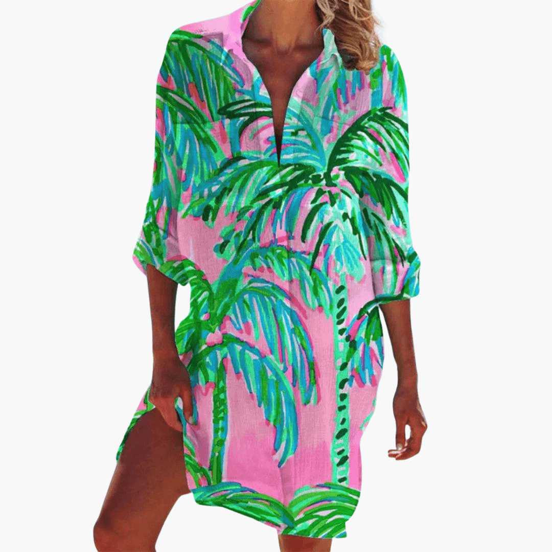 Floral Shirt Dress - Casual A-Line Button-Down for Women