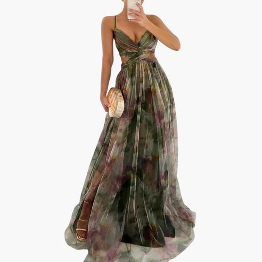 Glamorous Floral Pattern Maxi Dress for Women - Elegant Style