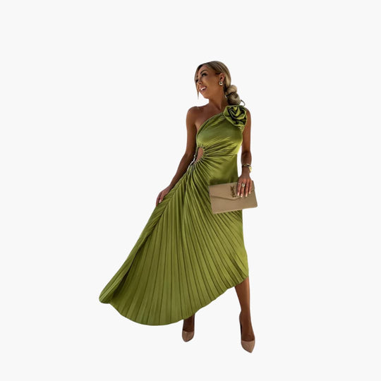Romantic 3D Floral Midi Dress - Women's Summer Occasionwear