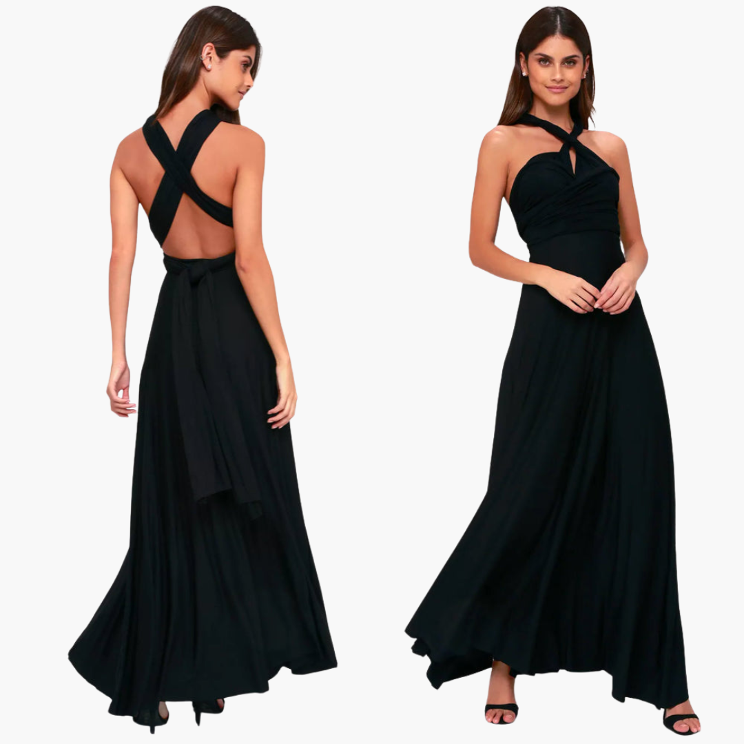 Elegant V-Neck Evening Dress - for Women with Formal Flair
