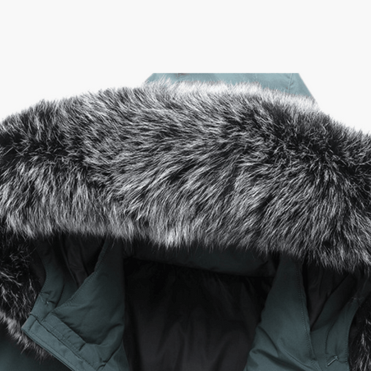 Down Parka Coat with Fur Hood - Warm Winter Jacket for Men