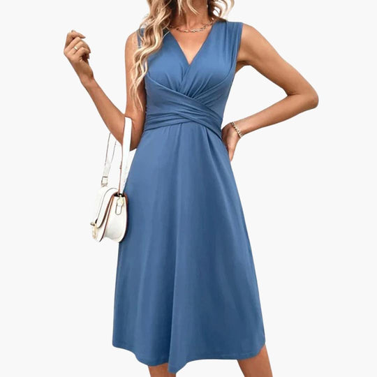 Off Shoulder Smocked Midi Dress - Puff Sleeve for Women