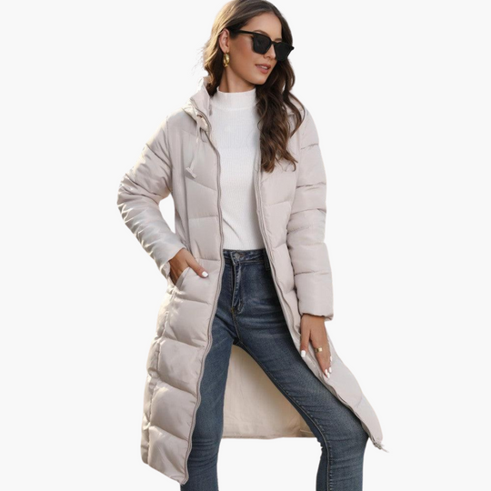 Long Hooded Puffer Coat for Women – Warm & Stylish Winter Jacket