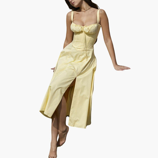 Lace-Up Corset Mini Dress - Square Neck Bodycon for Women