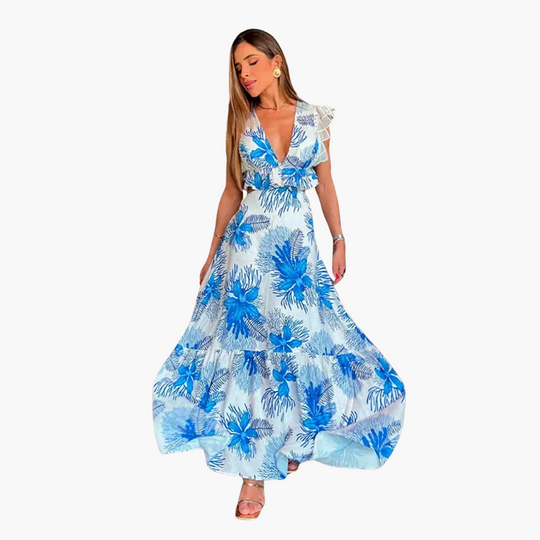 Elegant Lace Maxi Dress - Women's Formal Evening Wear
