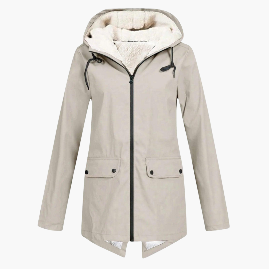 Elegant Hooded Winter Coat for Women - Long & Button-Up