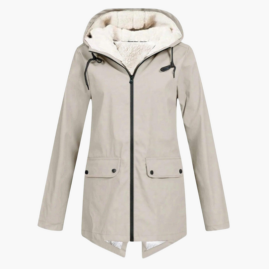 Elegant Hooded Winter Coat for Women - Long & Button-Up