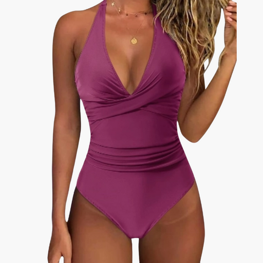 Checkered One-Piece Swimsuit - Women's Tummy Control Swimwear