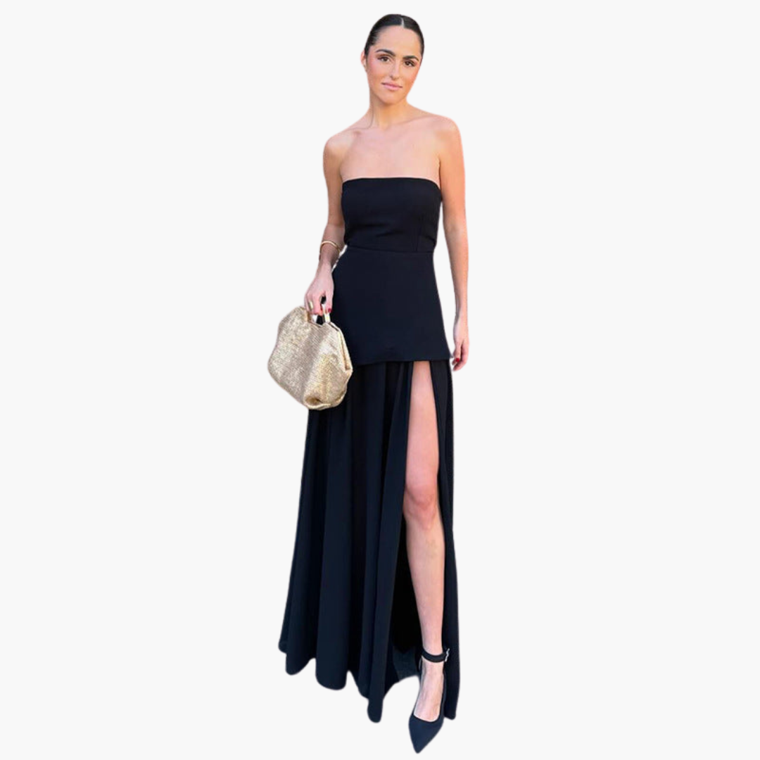 Strapless Evening Dress for Women - Sheer Maxi with Elegance