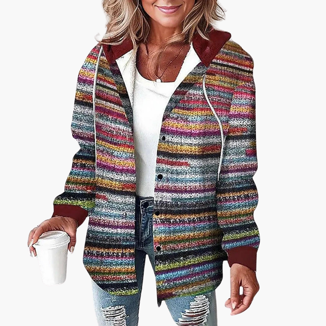 Plaid Flannel Shacket - Women's Hooded Button-Up Jacket