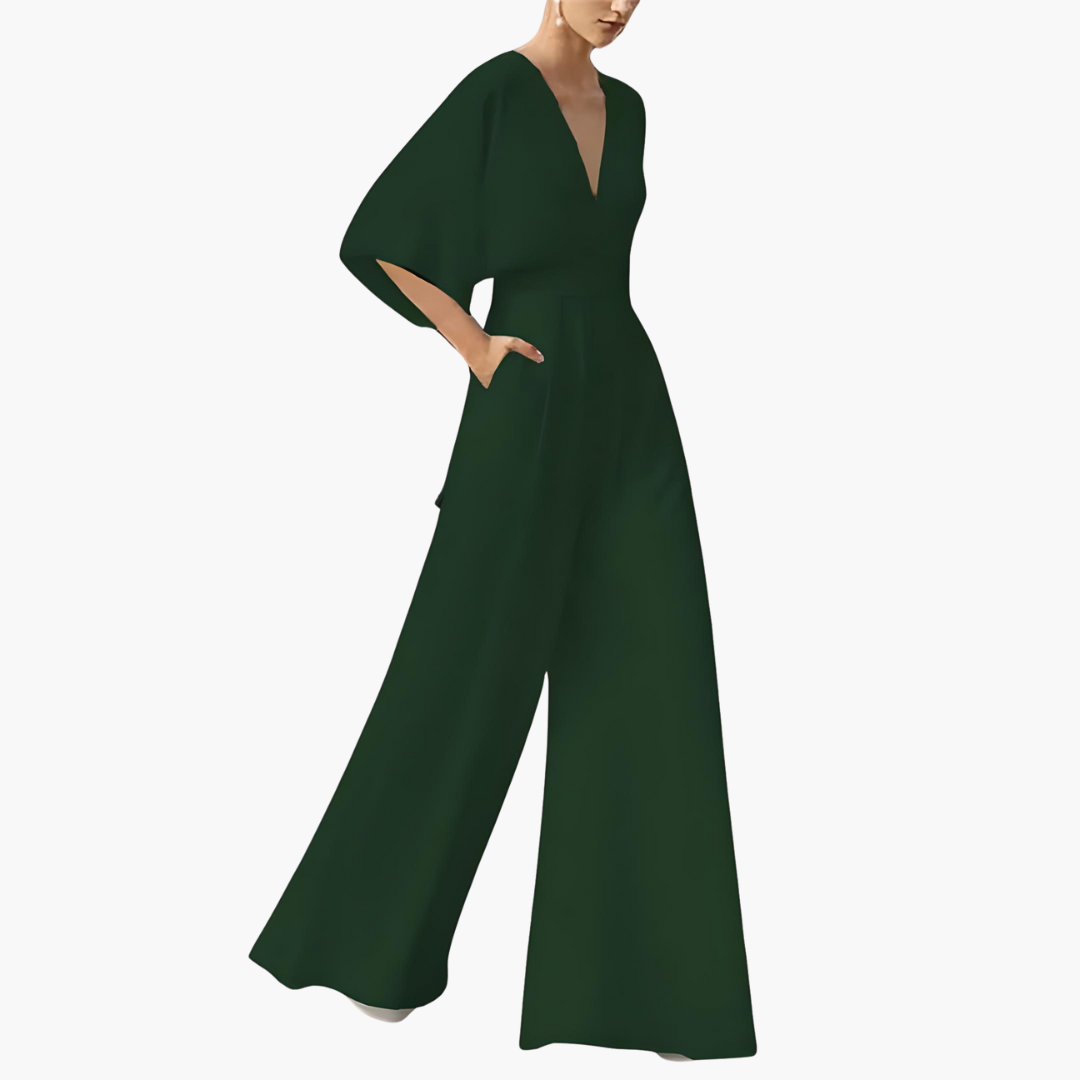 Women’s all-season jumpsuit with wide legs and batwing sleeves