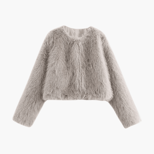 Plush Cropped Faux Fur Jacket – Women's Winter Essential