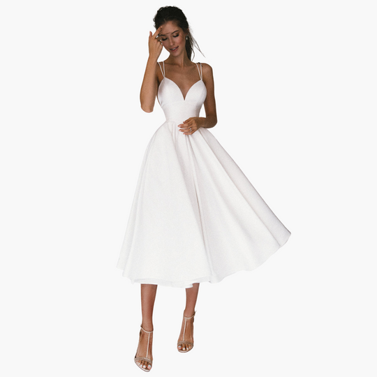 V-Neck Midi Party Dress for Women - Elegant and Flowy Design