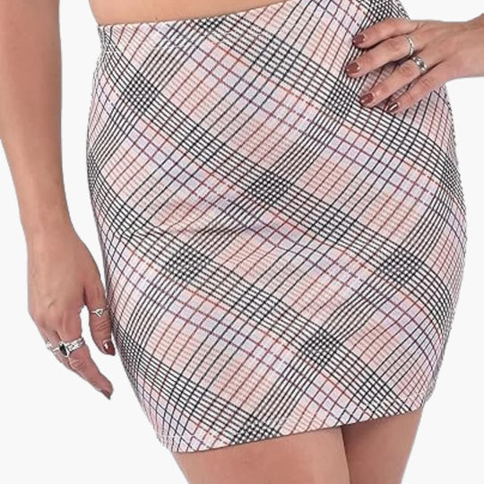 Women’s mini skirt with high waist and stretch fabric