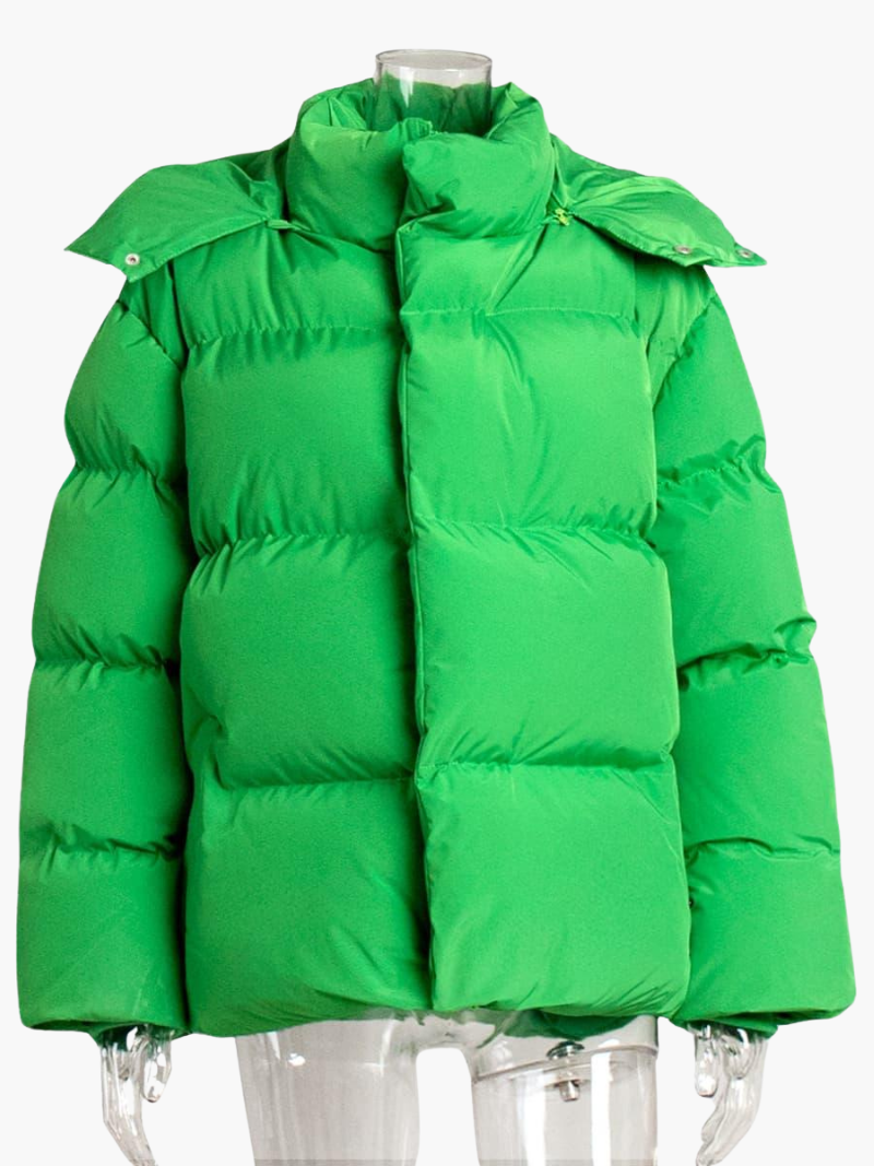 Oversized Puffer Jacket with Hood - Women's Winter Warmth