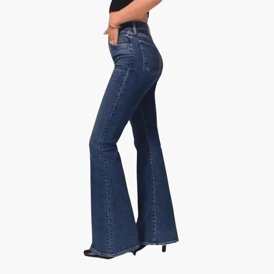 High Waisted Stretch Flared Jeans for Women - Bootcut Fit
