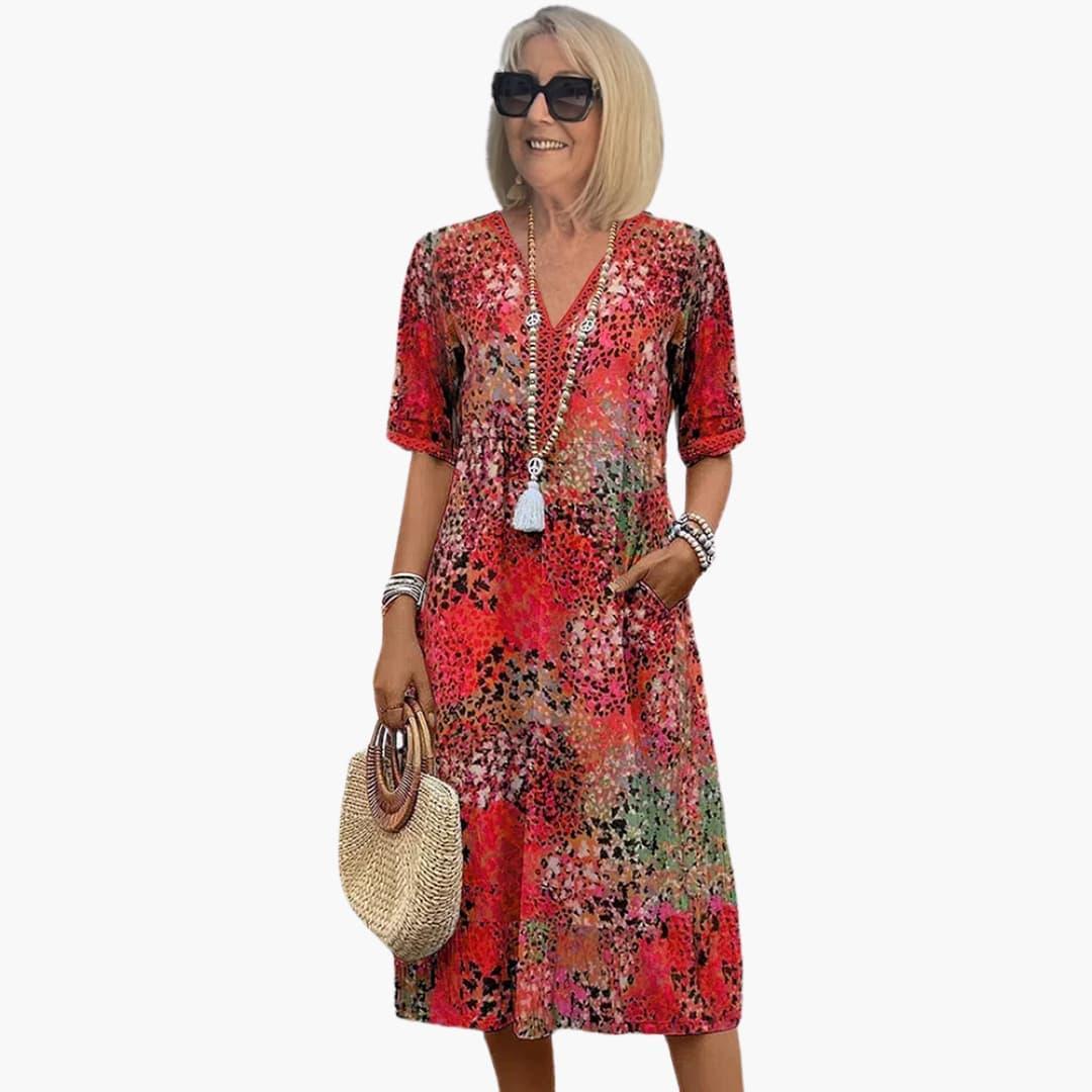 Elegant Vibrant Midi Dress - Flattering Fit for Women