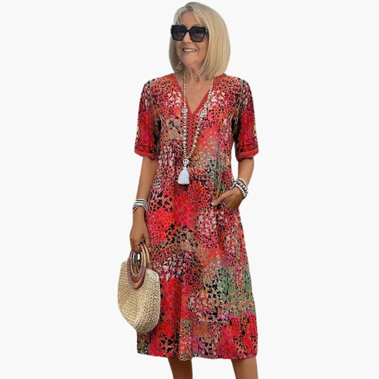 Elegant Vibrant Midi Dress - Flattering Fit for Women