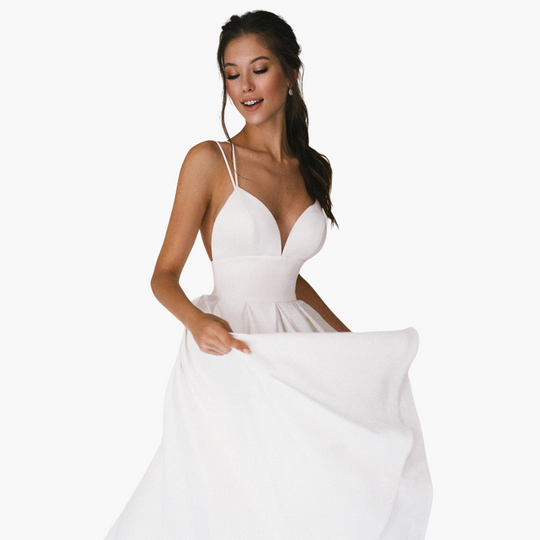 V-Neck Midi Party Dress for Women - Elegant and Flowy Design