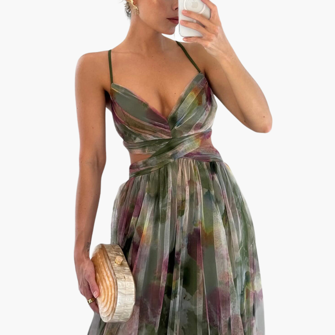 Glamorous Floral Pattern Maxi Dress for Women - Elegant Style