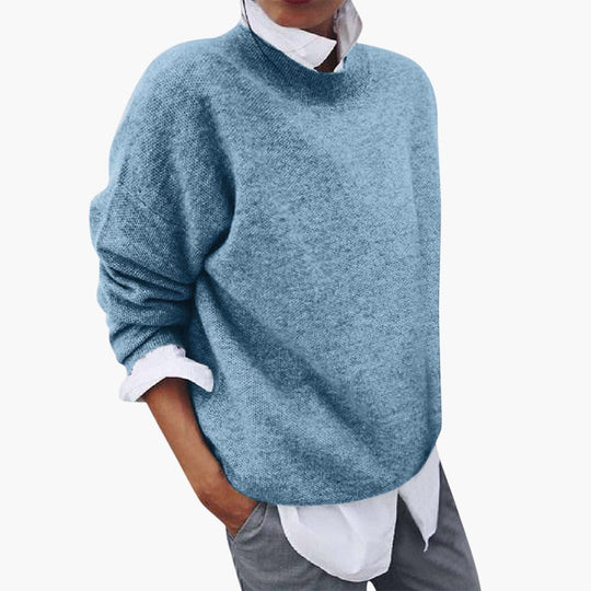 Cozy Wool Knit Pullover Sweater for Women - Casual Oversized Top