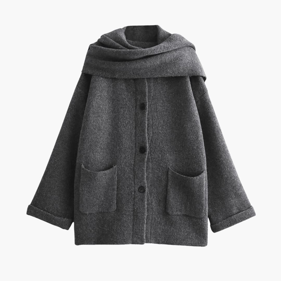 Button-Up Cardigan for Women – Cozy Knit with Matching Scarf - IsabellaMae