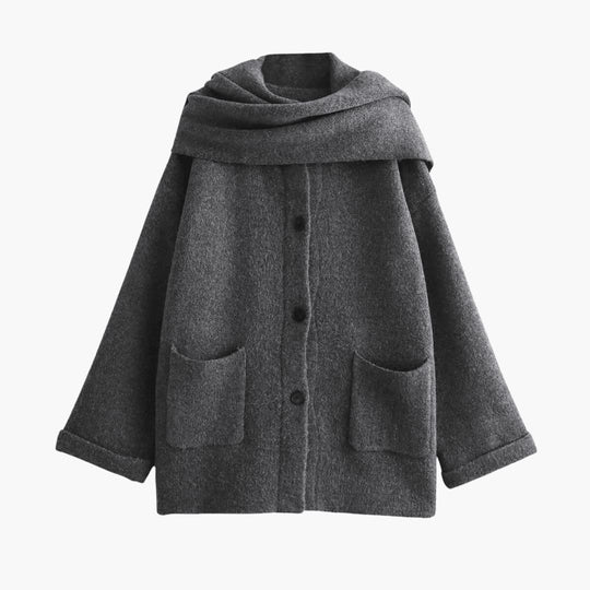 Button-Up Cardigan for Women – Cozy Knit with Matching Scarf - IsabellaMae