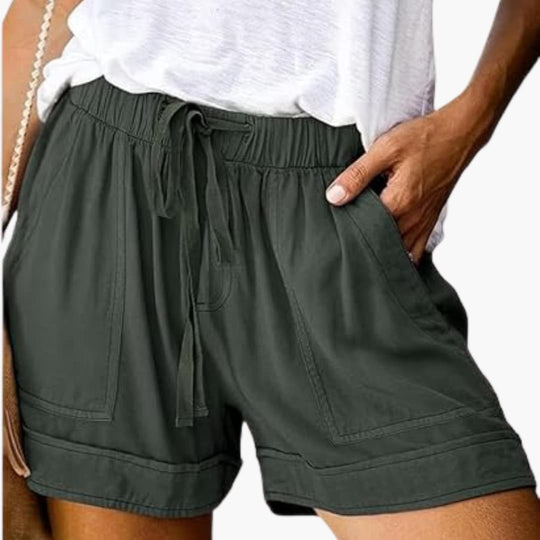 Women’s summer shorts with elastic waist and front pockets