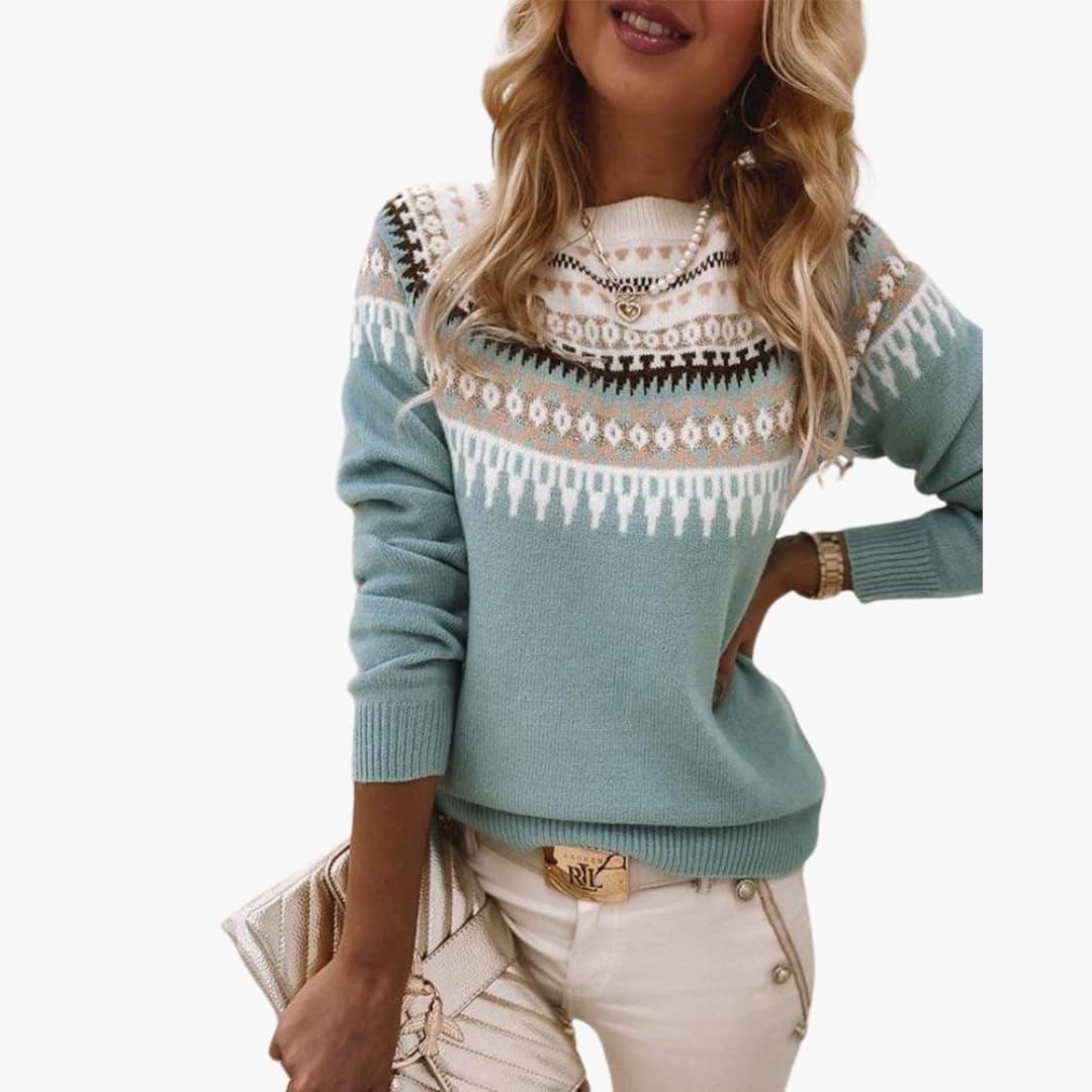 Winter Knit Crewneck Sweater - Soft & Comfortable for Women