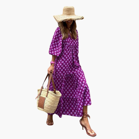 Boho Floral Wrap Maxi Dress - Women's Summer Festival Style