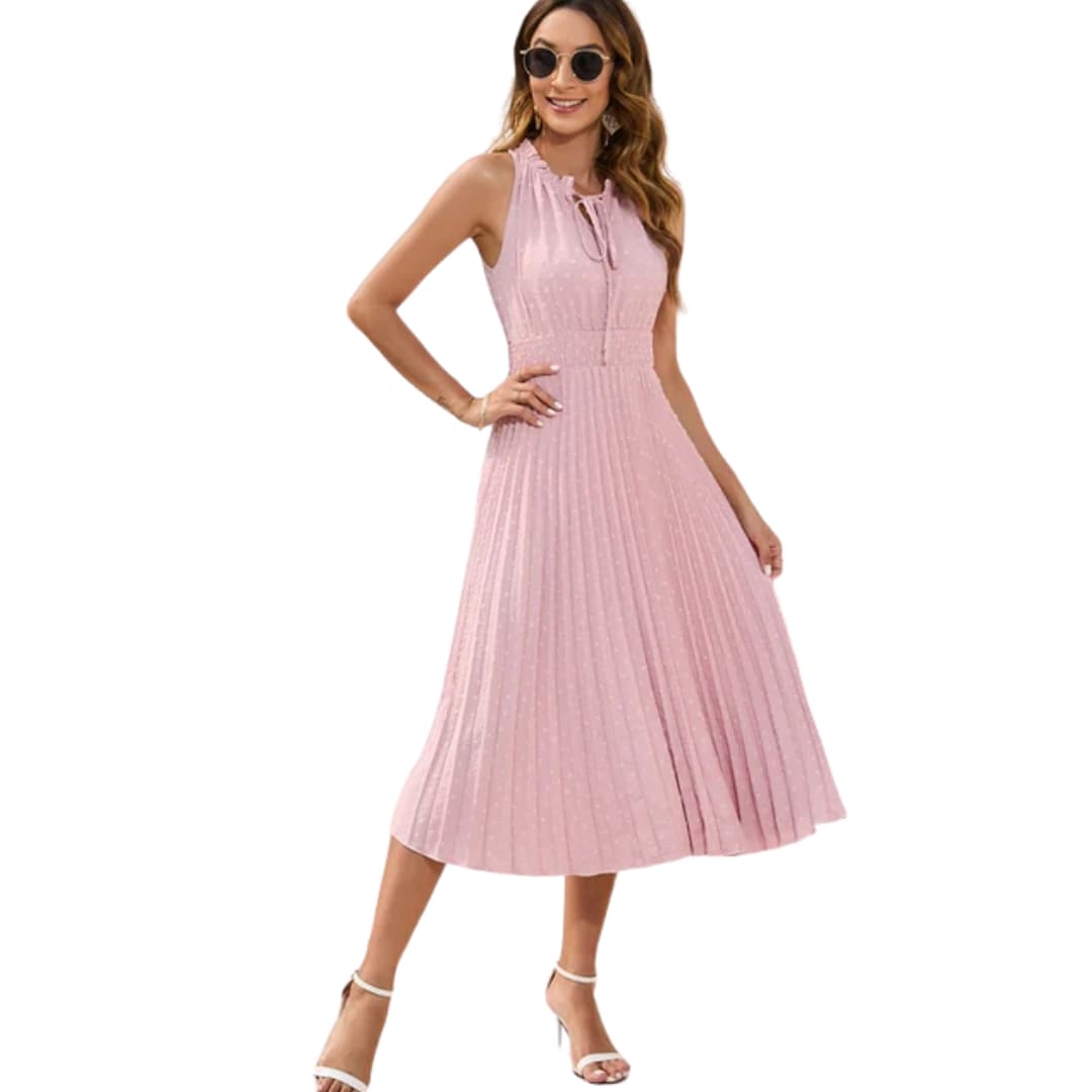 Pleated Halterneck Dress - Chic Special Occasion Fit for Women